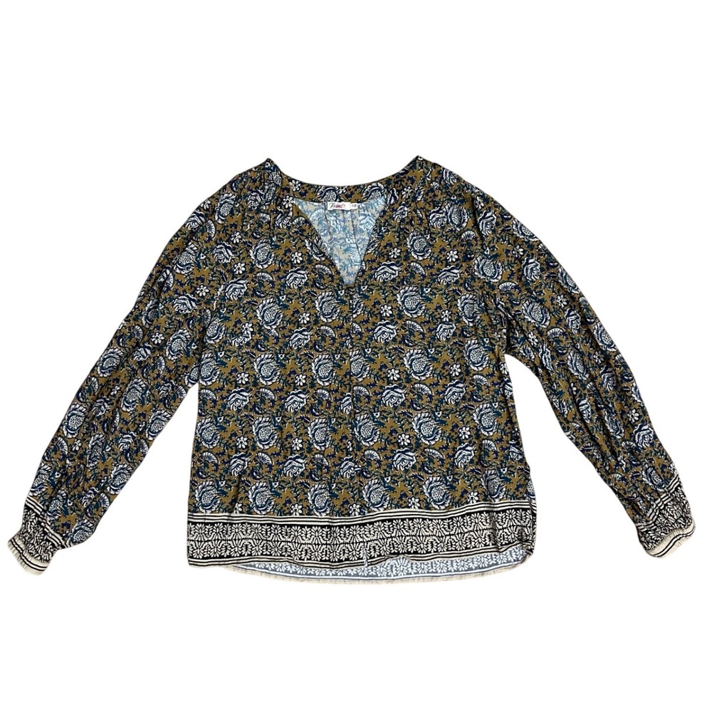 Faherty naomi fairfield Small‎ Floral Paisley Boho Western V-Neck Blouse top
